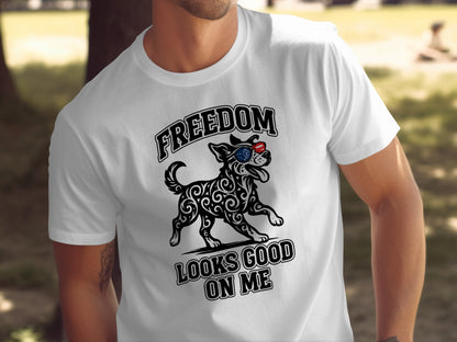 Freedom Looks Good On Me Dog T-Shirt product