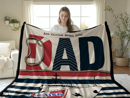 Personalized Dad Nautical Theme Blanket product