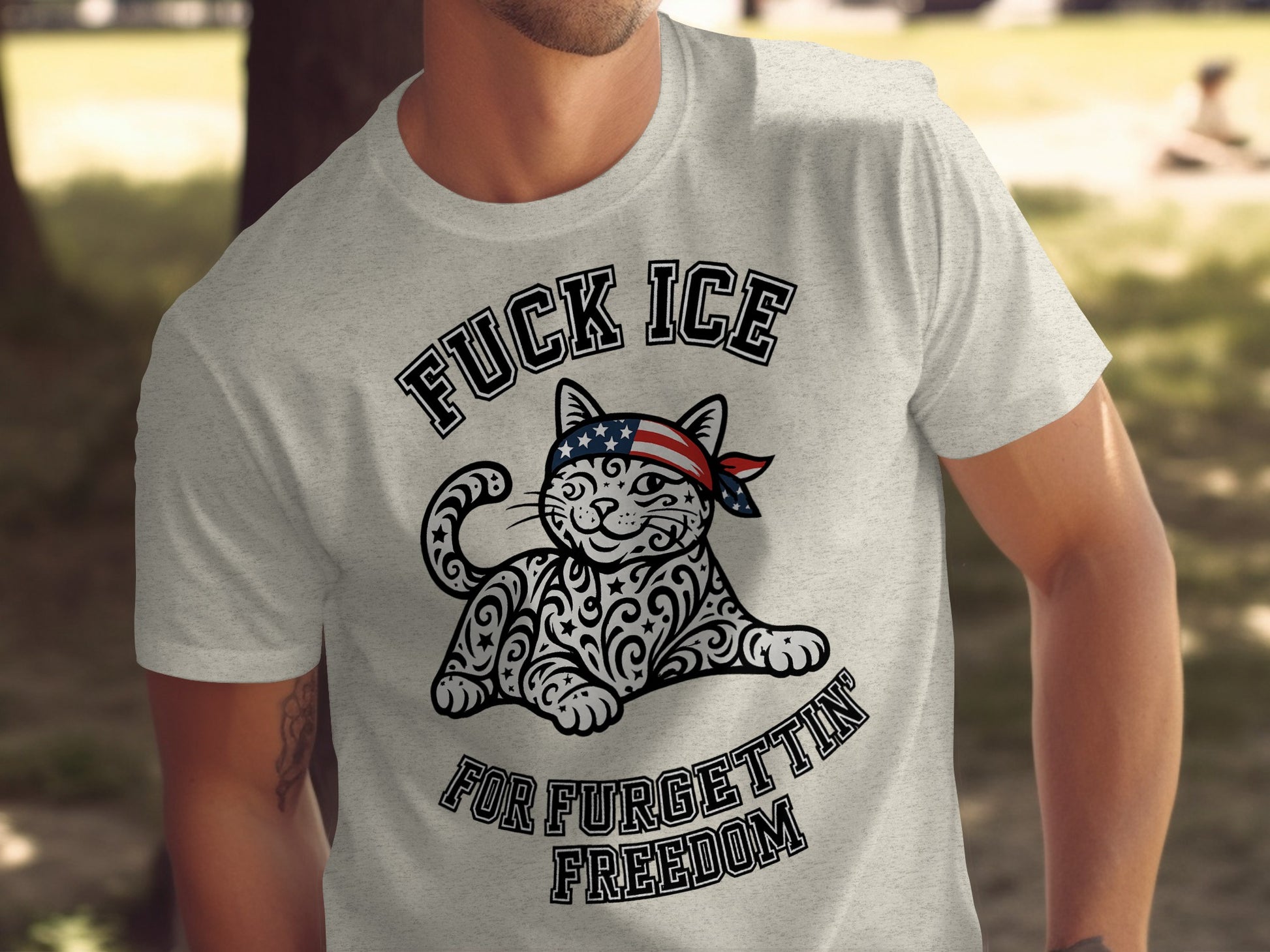Patriotic Cat Design Statement Tee shirt product type
