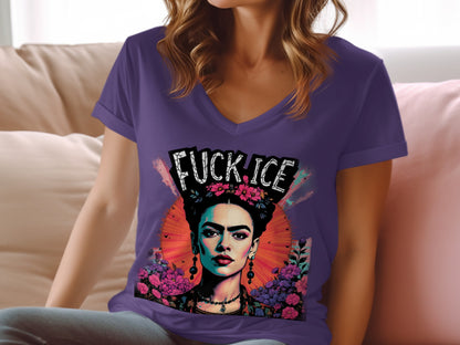 Fuck Ice Graphic Tee with Frida Kahlo Design
