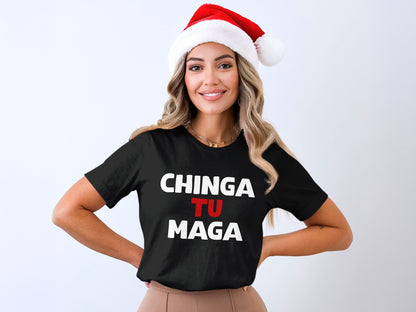 Chinga Tu Maga Statement Santa Hat Tee