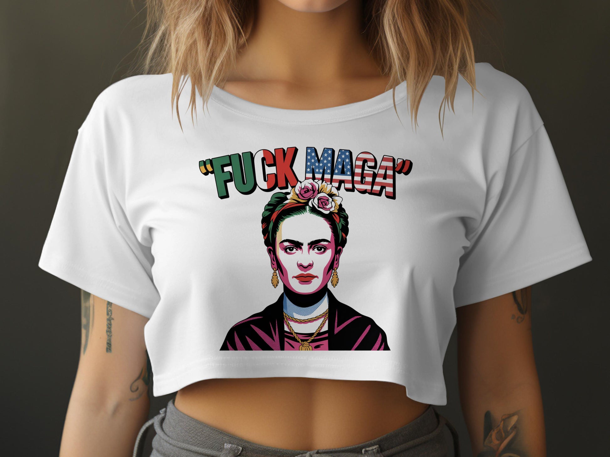 Bold Political Statement Graphic Crop Top product