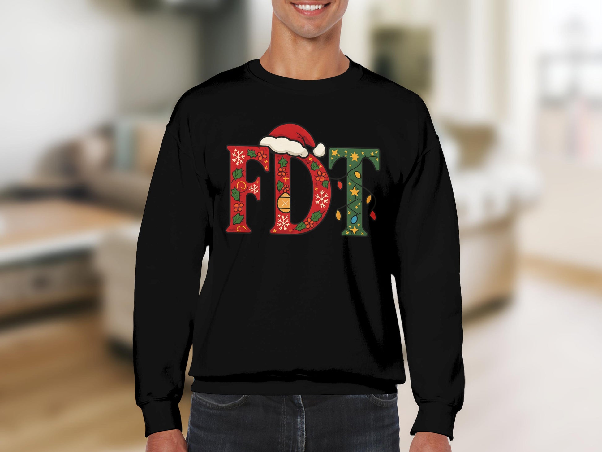 Christmas FDT Print Crewneck for Holiday Festivities
