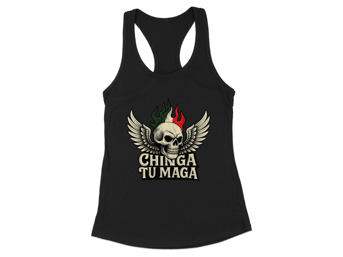 Chinga Tu Maga Winged Skull Graphic Tank Top