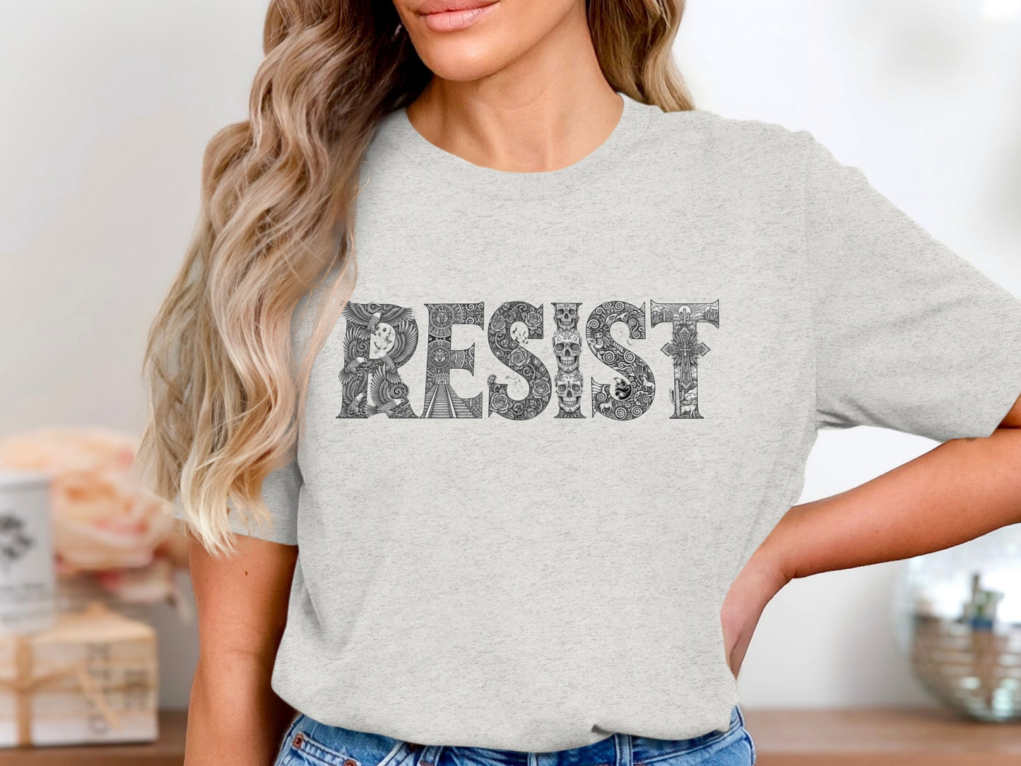 Resist Graphic T-shirt with Bold Artistic Lettering