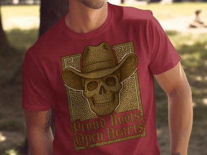 Proud Roots Skull Cowboy Open Hearts T-Shirt