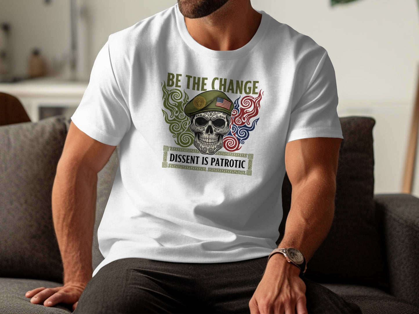 Be The Change Dissent is Patriotic Skull T-shirt