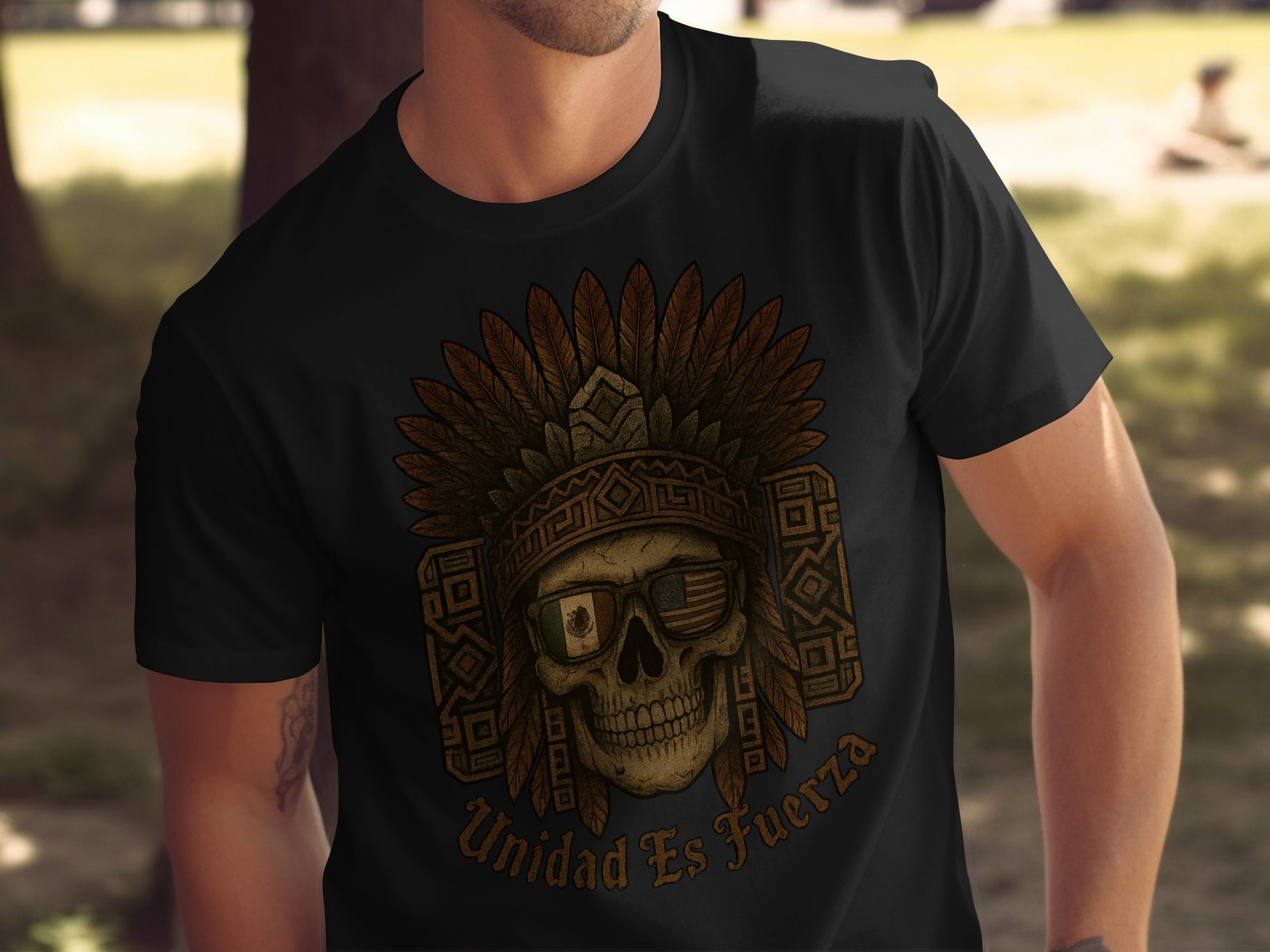 Unidad Es Fuerza Skull and Headdress T-shirt
