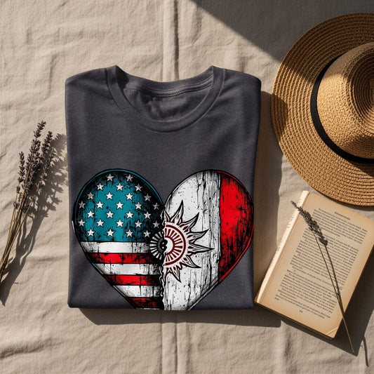 American and Indian Flag Heart Design Shirt product
