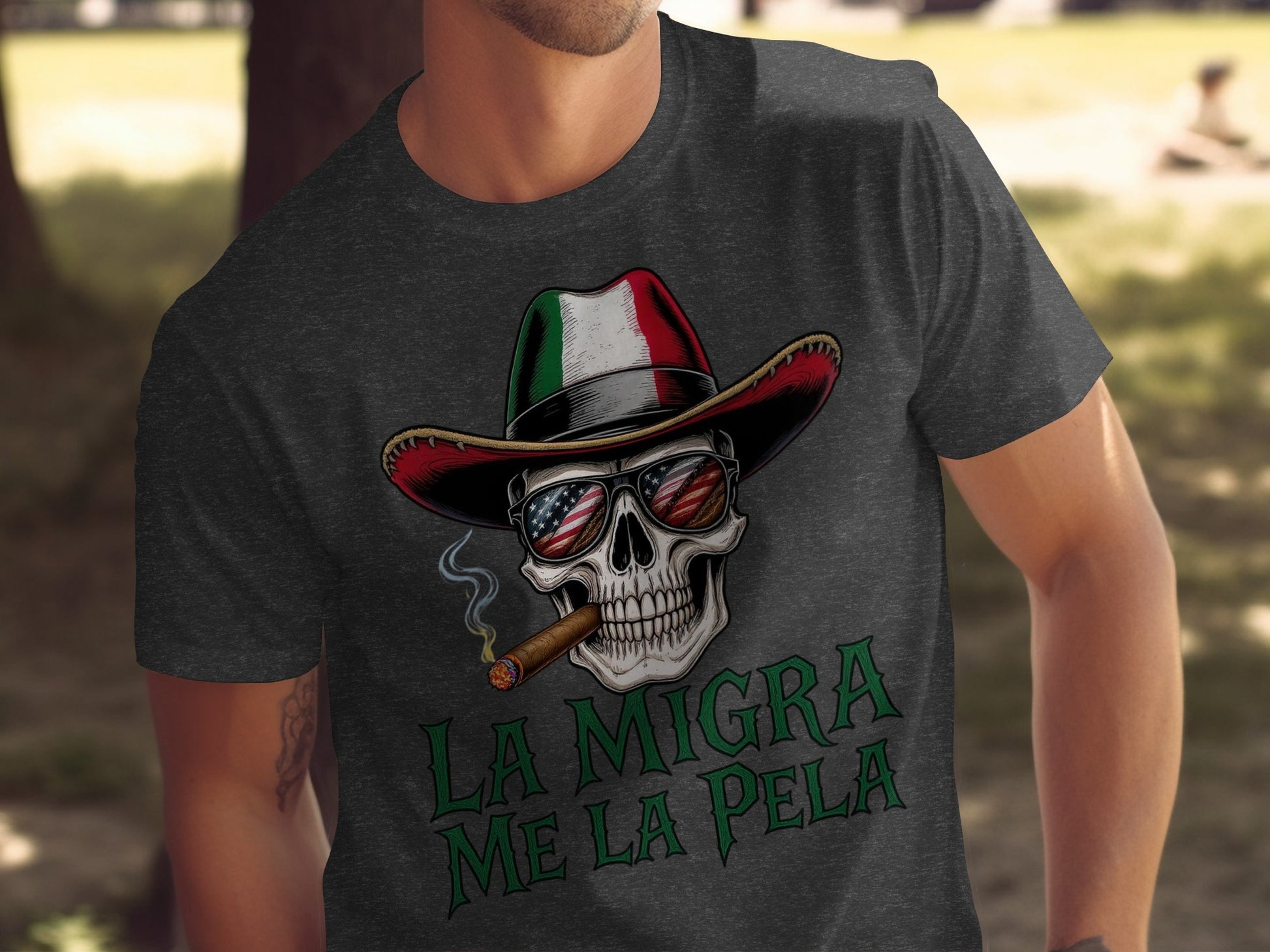 La Migra Me La Pela Skull Hat Design product type