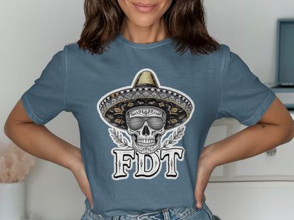 Unique Skull with Sombrero Graphic Tee shirt product