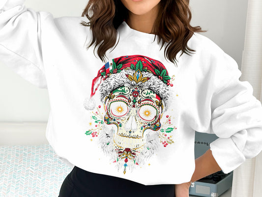 Festive Christmas Sugar Skull Design Sweatshirt