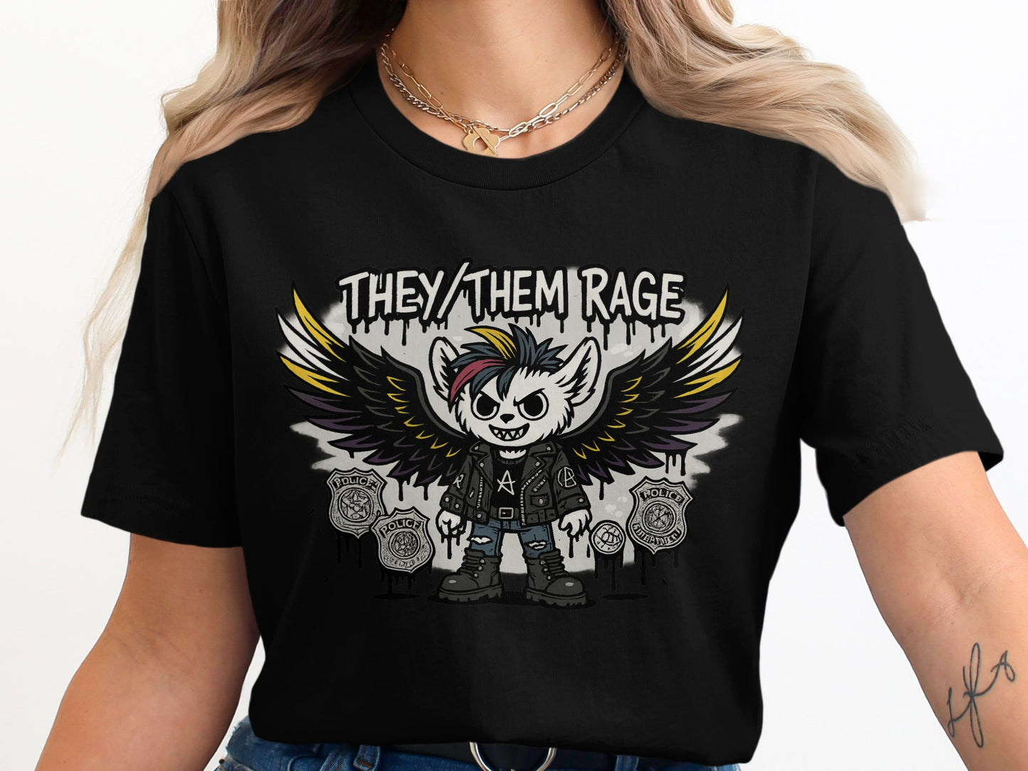 They Them Rage Winged Character Graphic T-Shirt product type