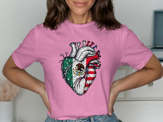 Mexican and American Heart Design T-Shirt product type