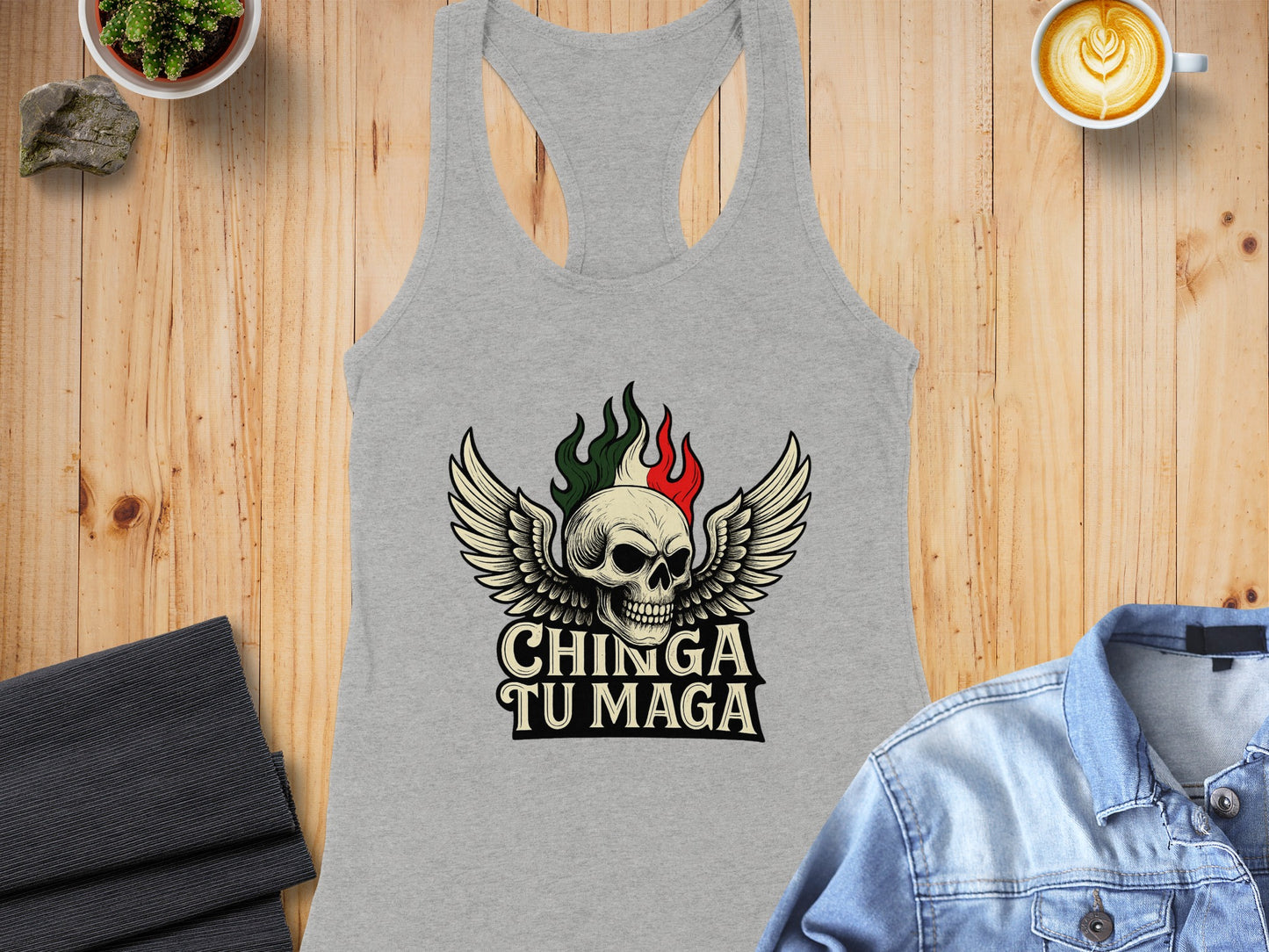 Chinga Tu Maga Skull with Wings Graphic Tank Top