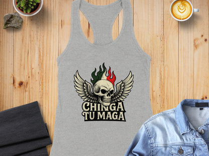 Chinga Tu Maga Skull with Wings Graphic Tank Top