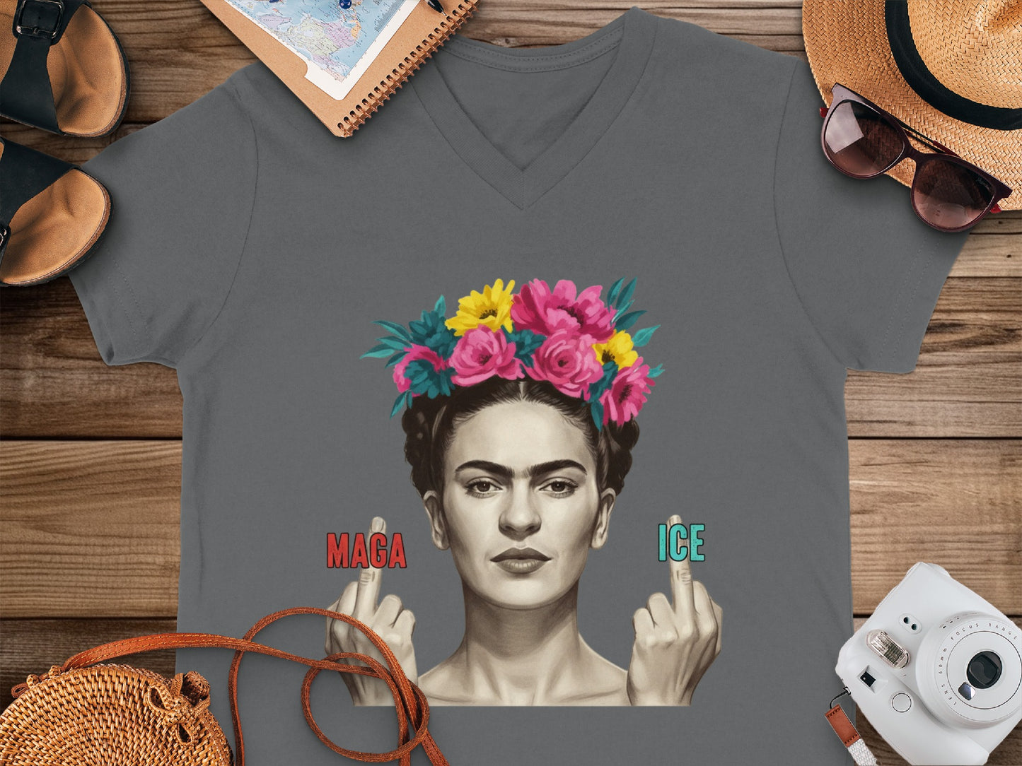 Frida Kahlo Flower Crown Graphic T-Shirt for Women