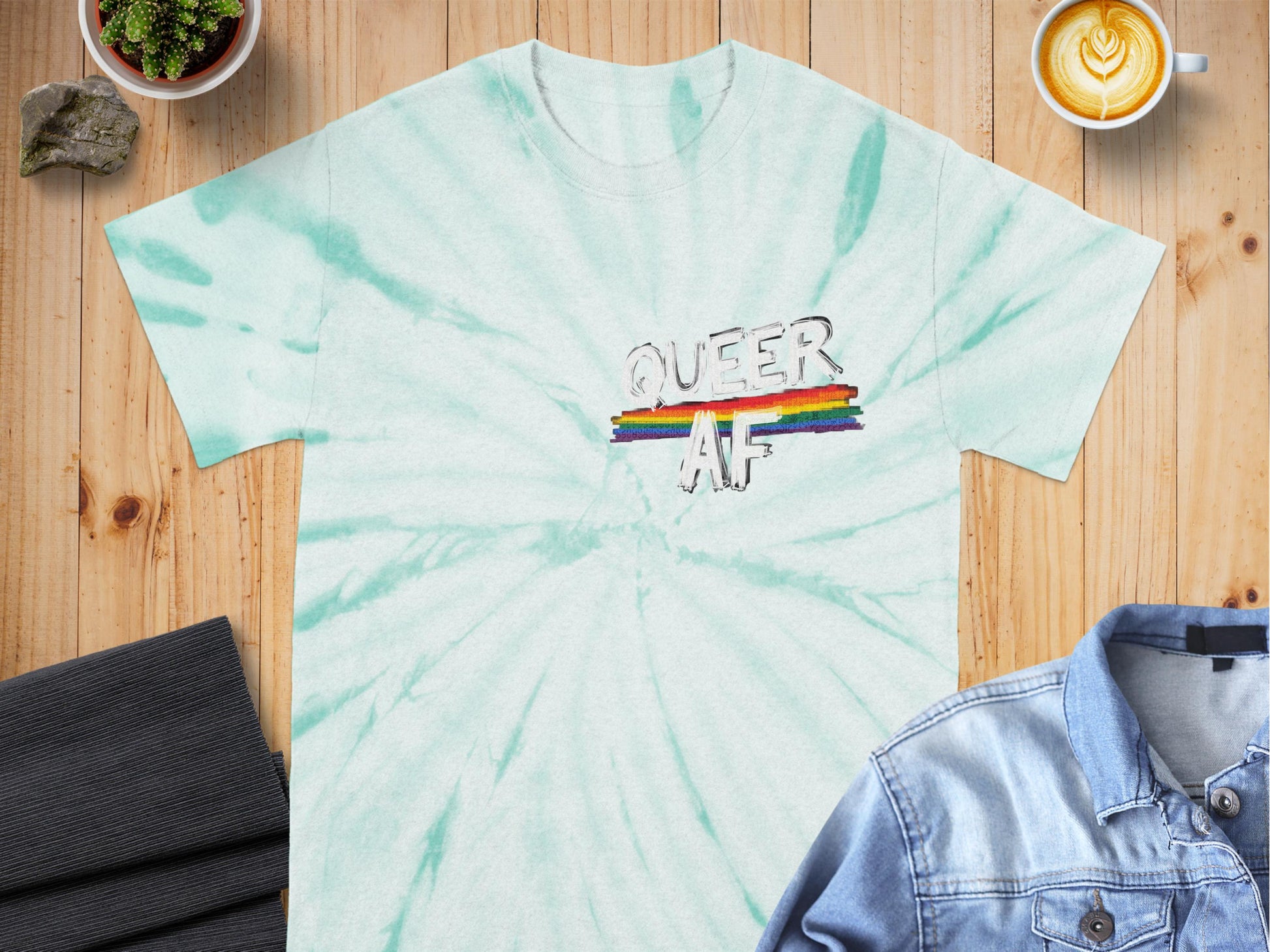 Queer AF Rainbow Tie Dye Shirt Pride Apparel product