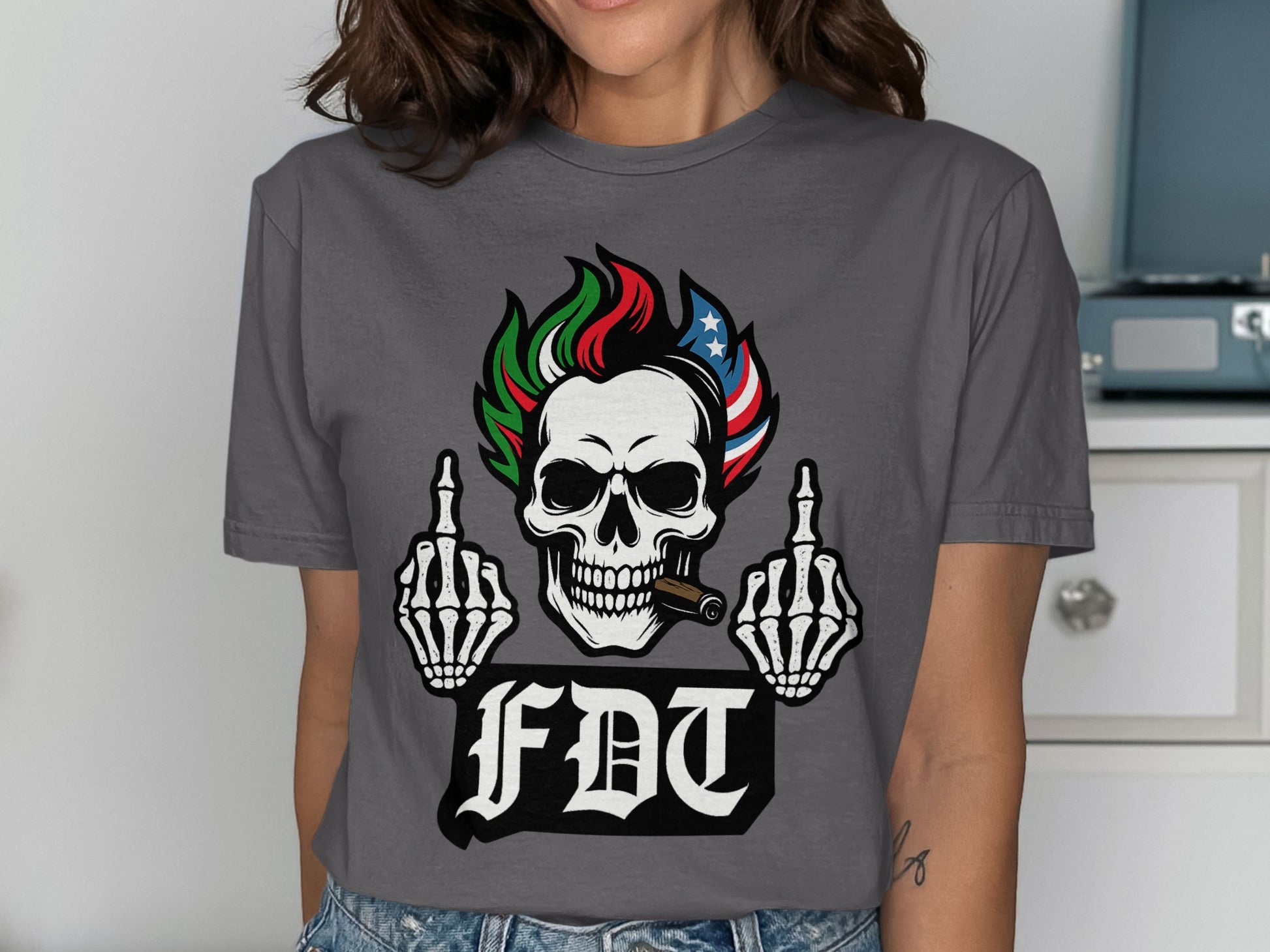 FDT Skull Design Graphic Tee Stylish Shirt product