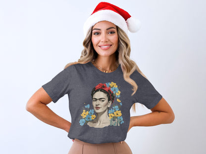 Festive Santa Hat Frida Kahlo Graphic Tee