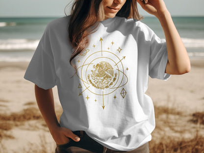 Cosmic Eagle Gold Print Graphic T-Shirt product