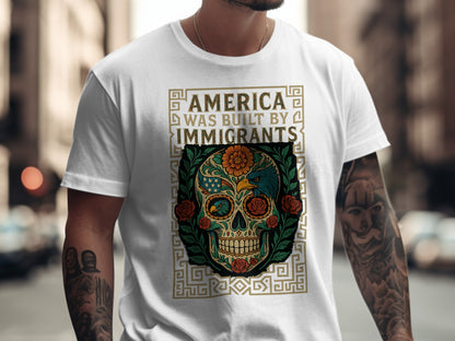 America Was Built by Immigrants Skull Graphic Shirt