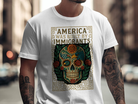 America Was Built by Immigrants Skull Graphic Shirt