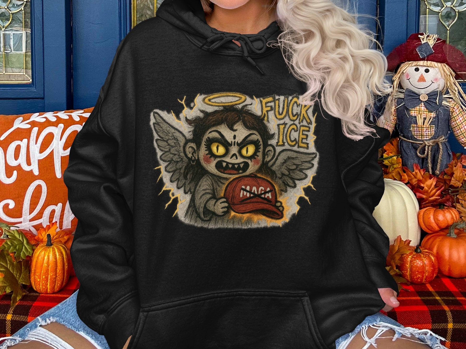 Edgy and Controversial Angel Graphic Hoodie product
