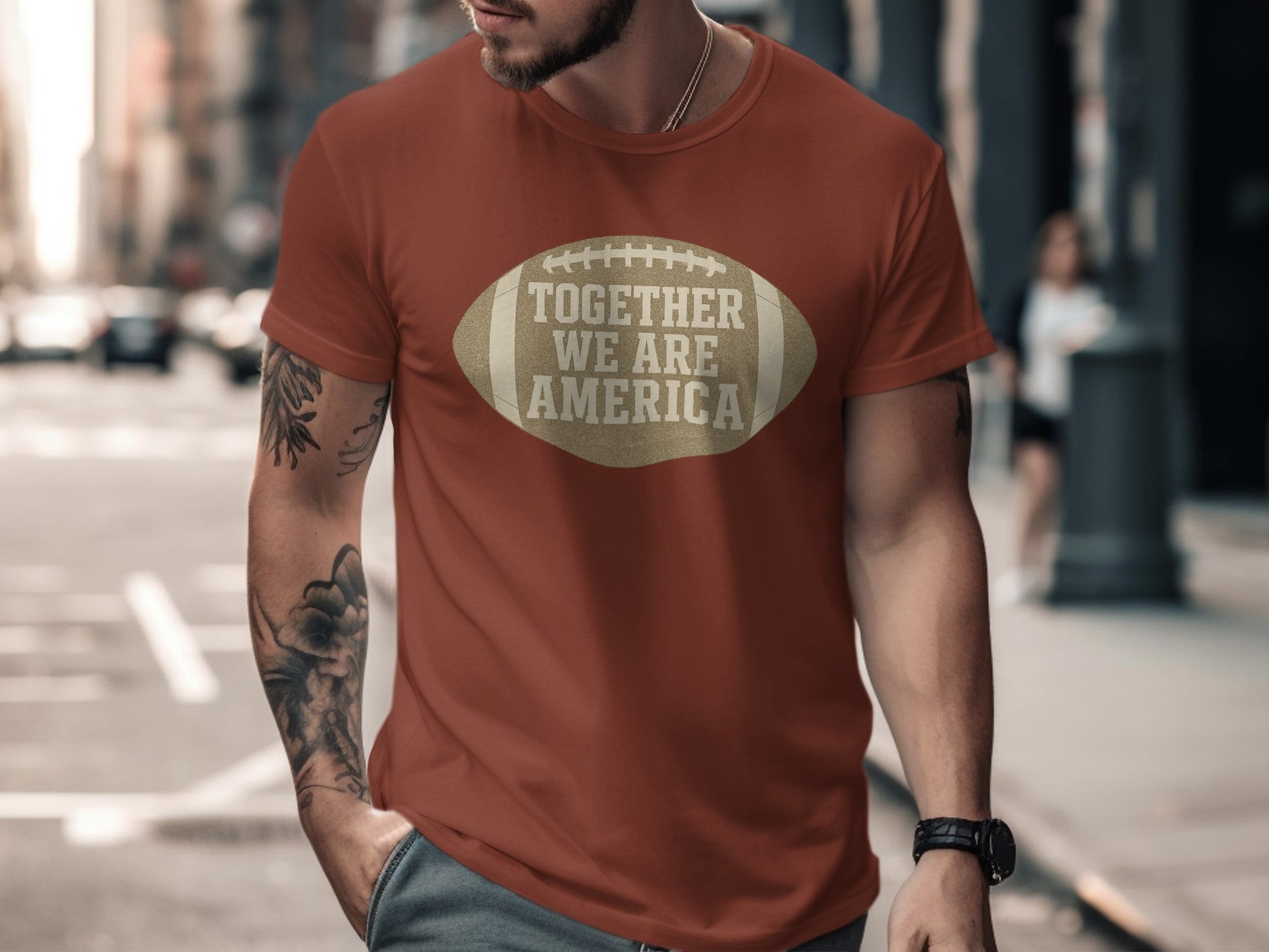 Together We Are America Graphic Football Tee