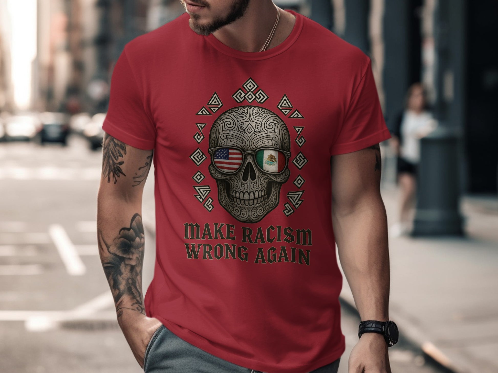 Make Racism Wrong Again Skull Themed Shirt