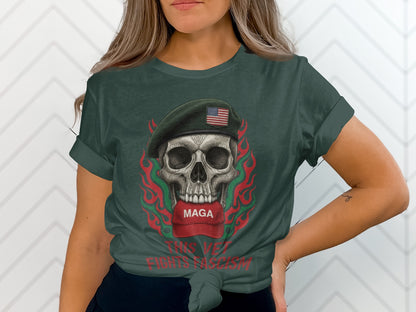 This Vet Fights Fascism Skull Soldier T-Shirt