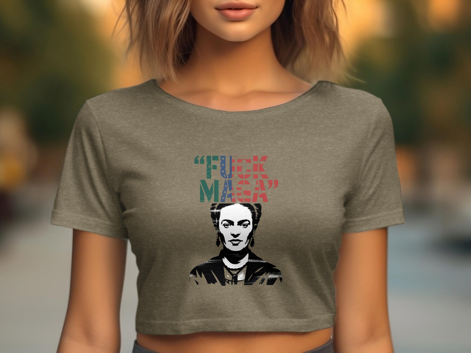 Frida Kahlo Art Print Crop Top Graphic T-Shirt product