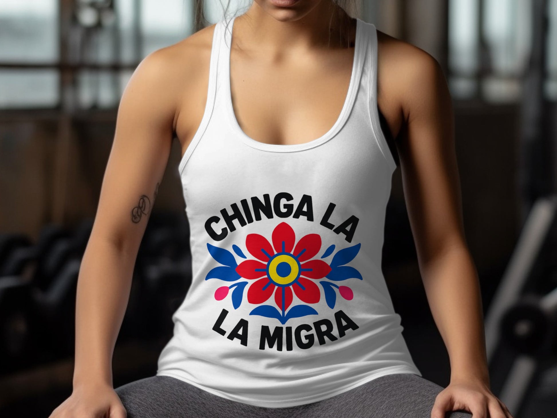 Chinga La Migra Graphic Design Tank Top