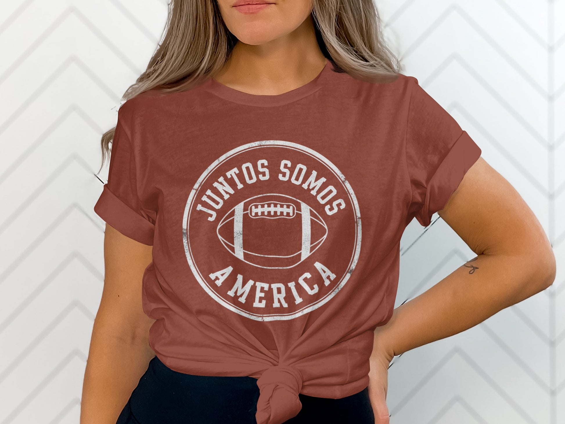 Juntos Somos America Football Tee Top Women Shirt