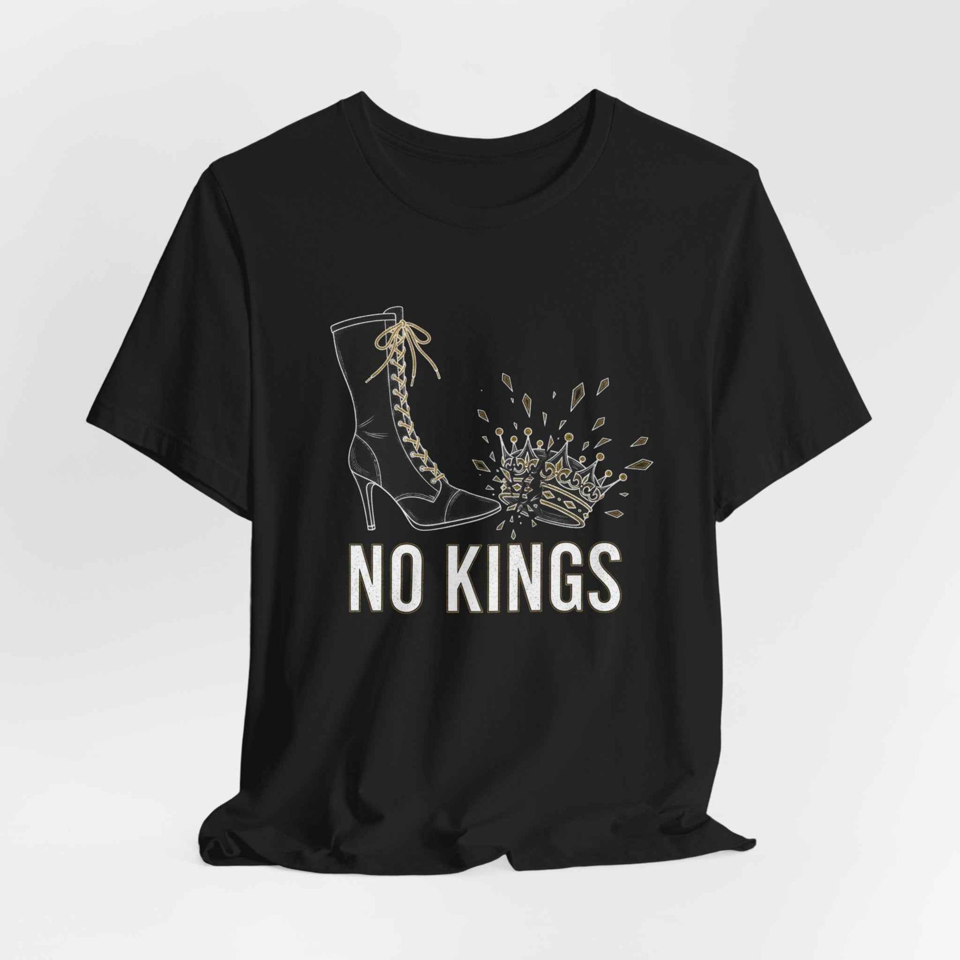 No Kings Statement T-Shirts, Powerful Boot Crushing Crown Design, Anti Monarchy, Feminist Rebellion, Edgy Graphic Tee