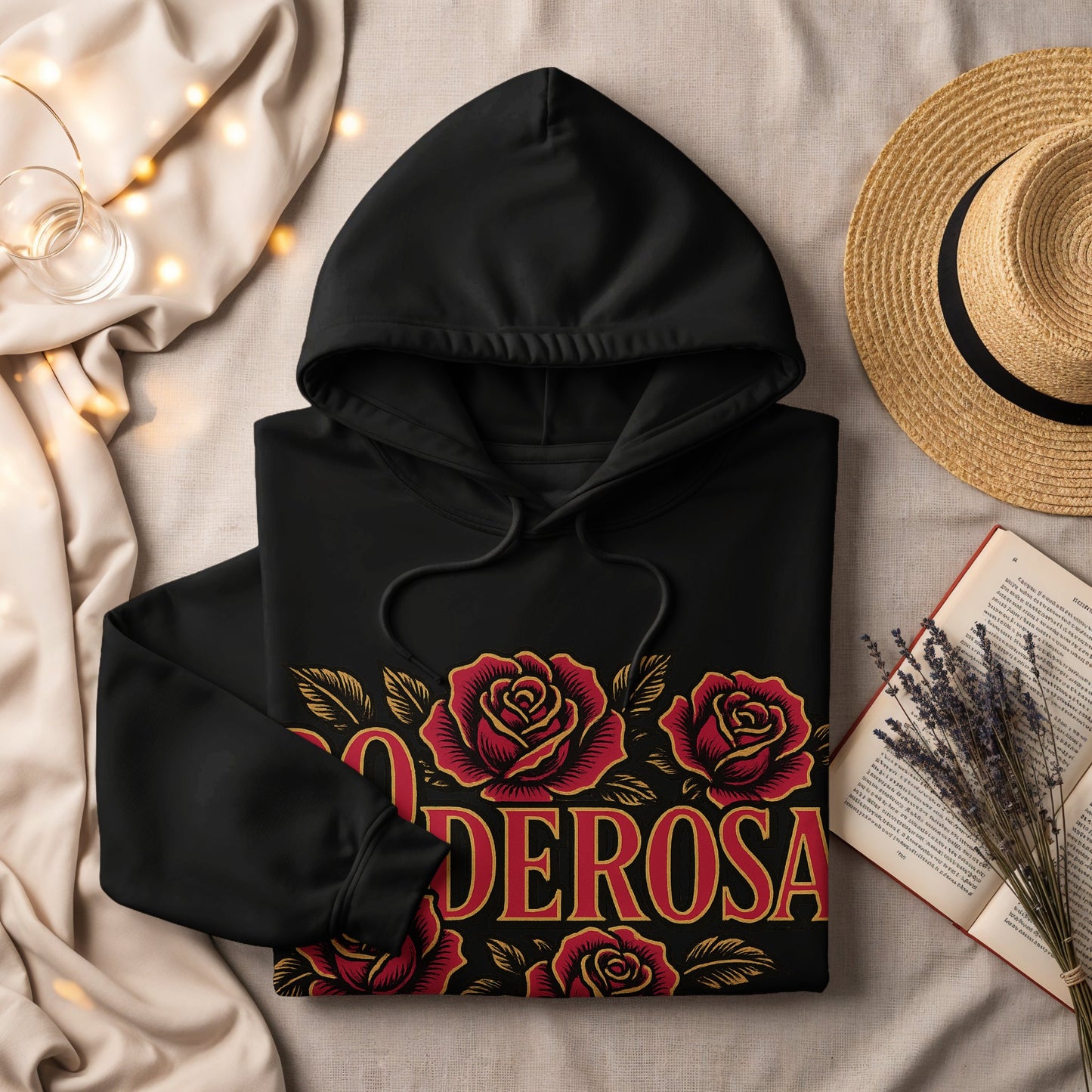 ODEROSA Rose Graphic Design Black Hoodie product