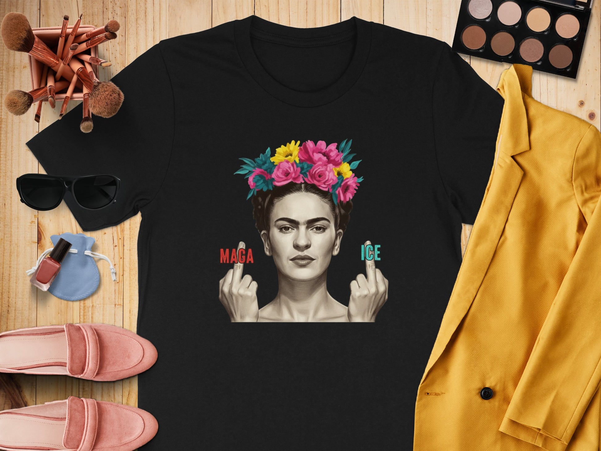 Empowering Floral Portrait Graphic Tee shirt