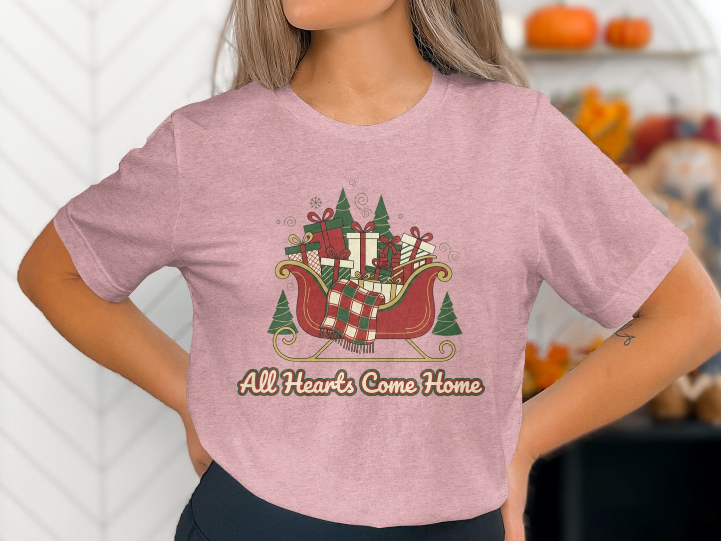 All Hearts Come Home Christmas Sleigh Graphic Shirt