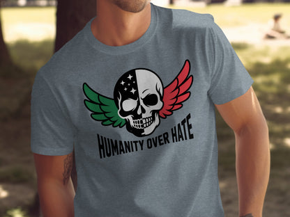 Humanity Over Hate Skull Wings Graphic T-shirt product type