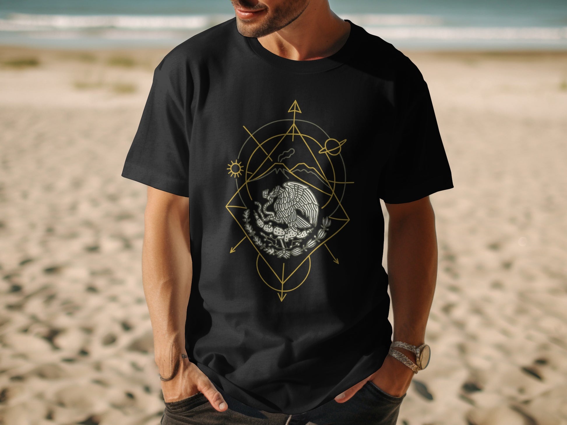 Cosmic Landscape and Geometry Black T-shirt product