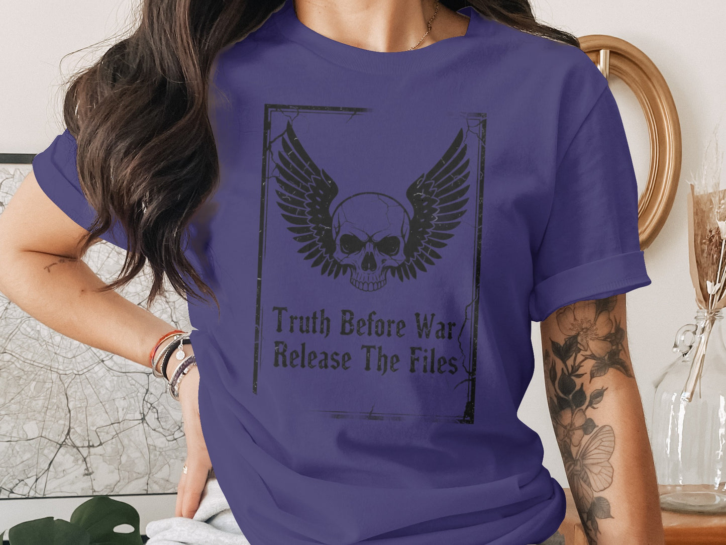 Truth Before War Release The Files Skull T-Shirt