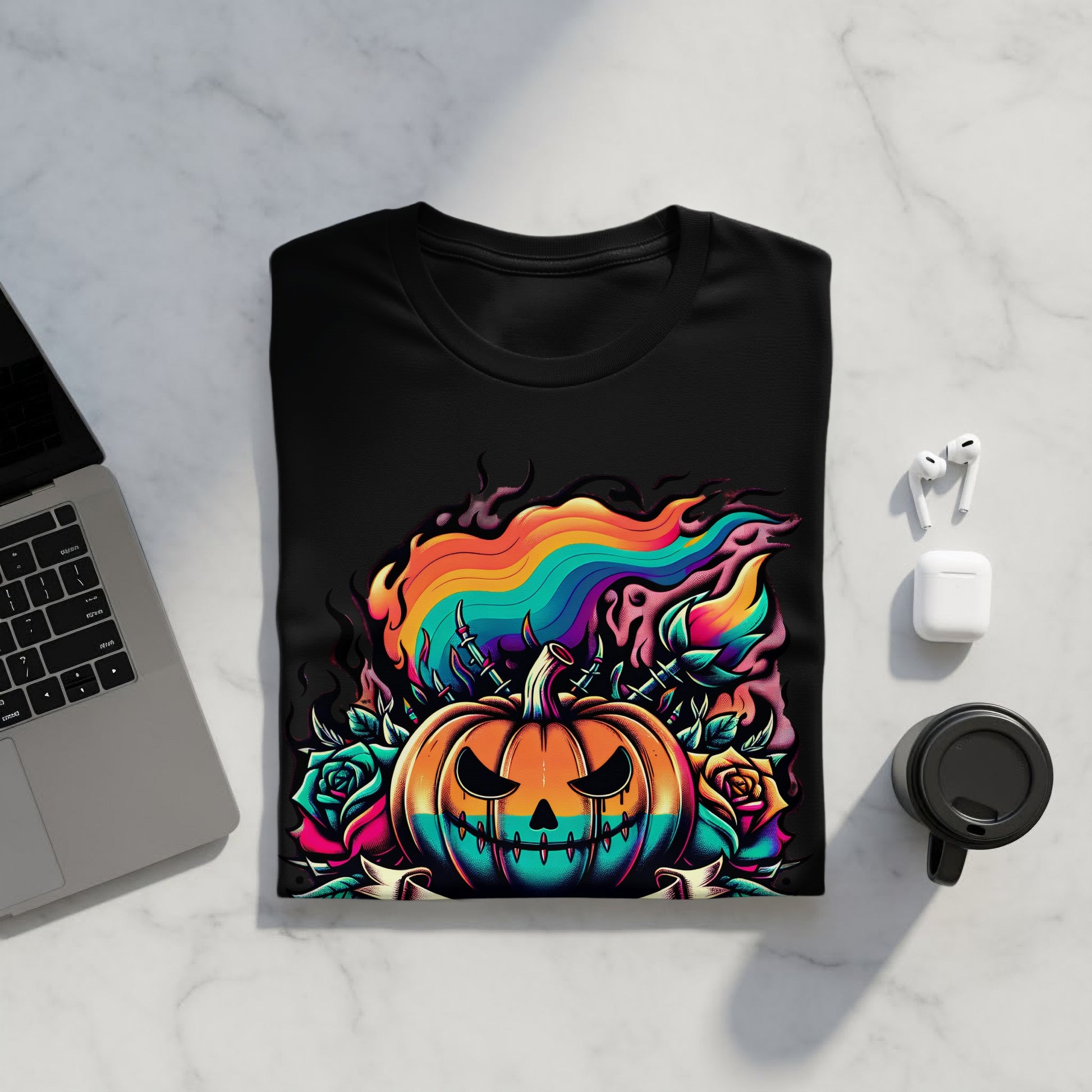 Rainbow Flaming Pumpkin Halloween T-shirt product type