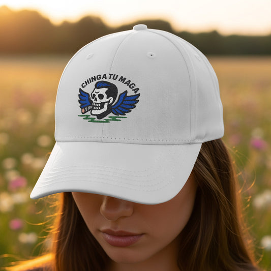 Chinga Tu Maga Skull Wings Embroidered Cap product