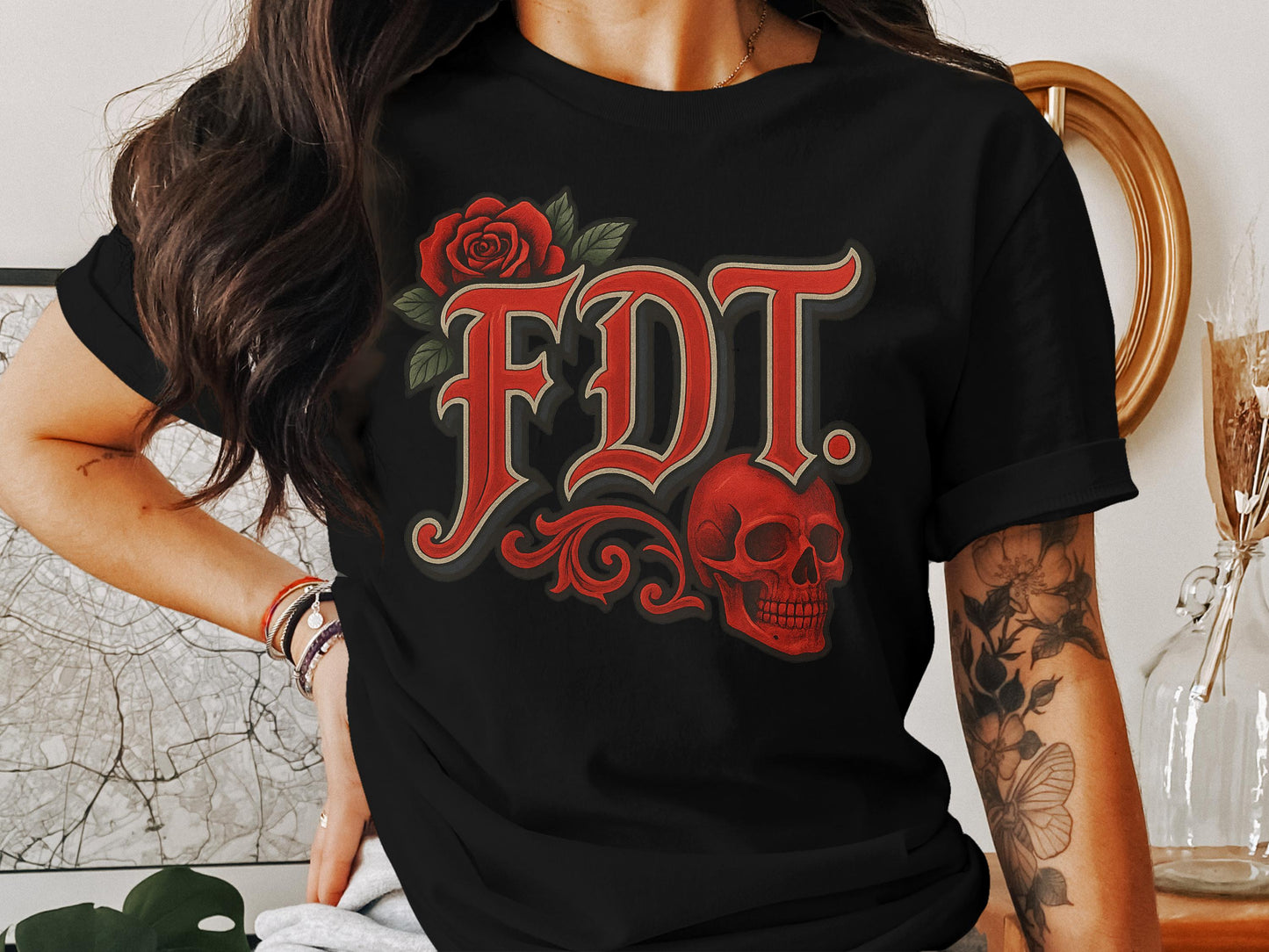 FDT Skull and Rose Graphic Design Short Sleeve product type