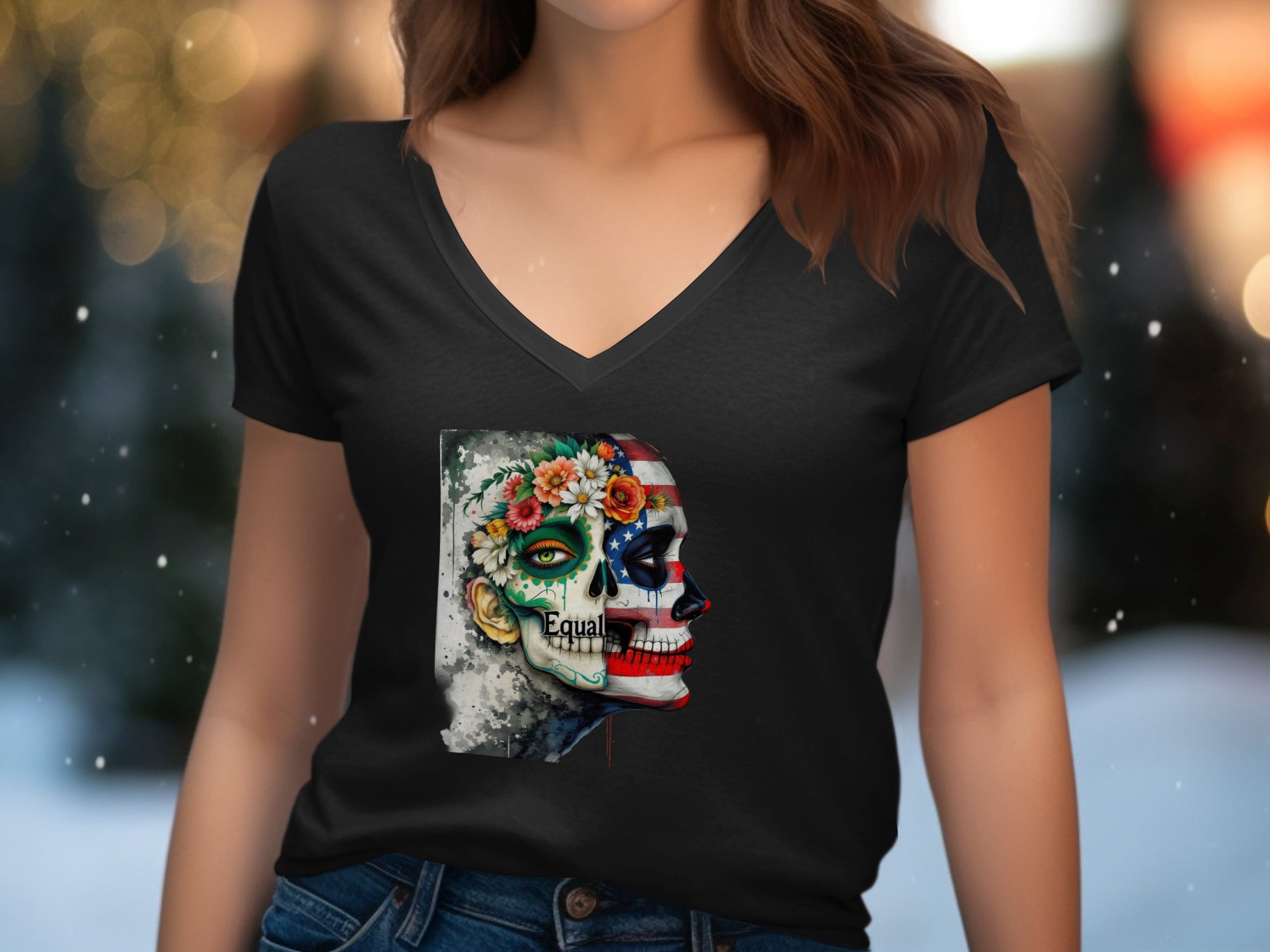 Vibrant Multicolored Artistic Skull Print T-shirt product