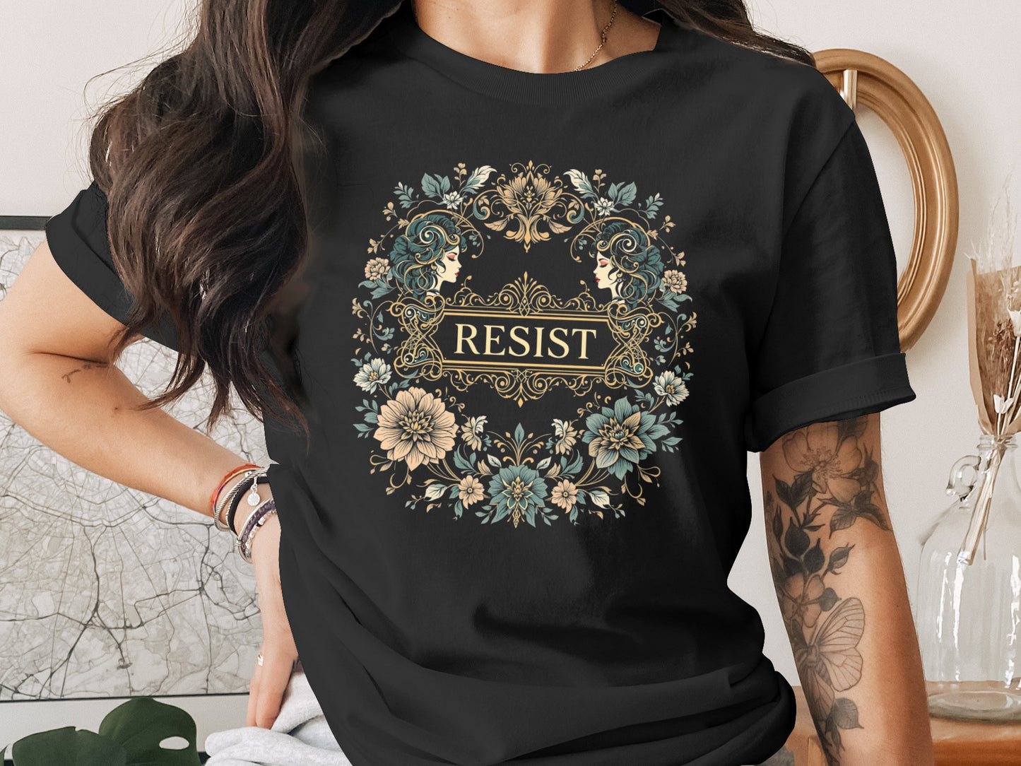 Floral Artistic Resist Graphic T-Shirt