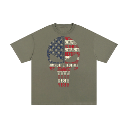 FDT Skull USA Flag Unisex Pure Cotton T-Shirt