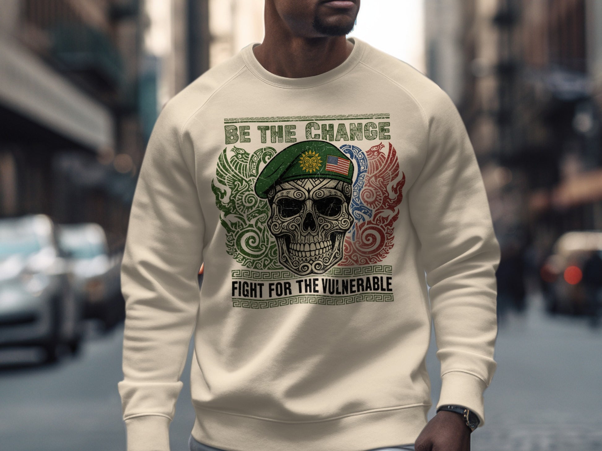 Be The Change Skull Design Fight for the Vulnerable sweatshirt