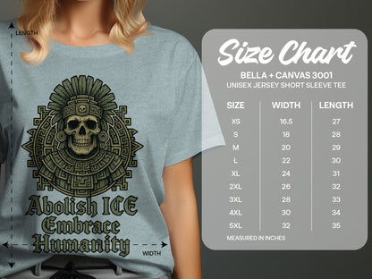 Skull Design Graphic Tee Abolish ICE Embrace Humanity