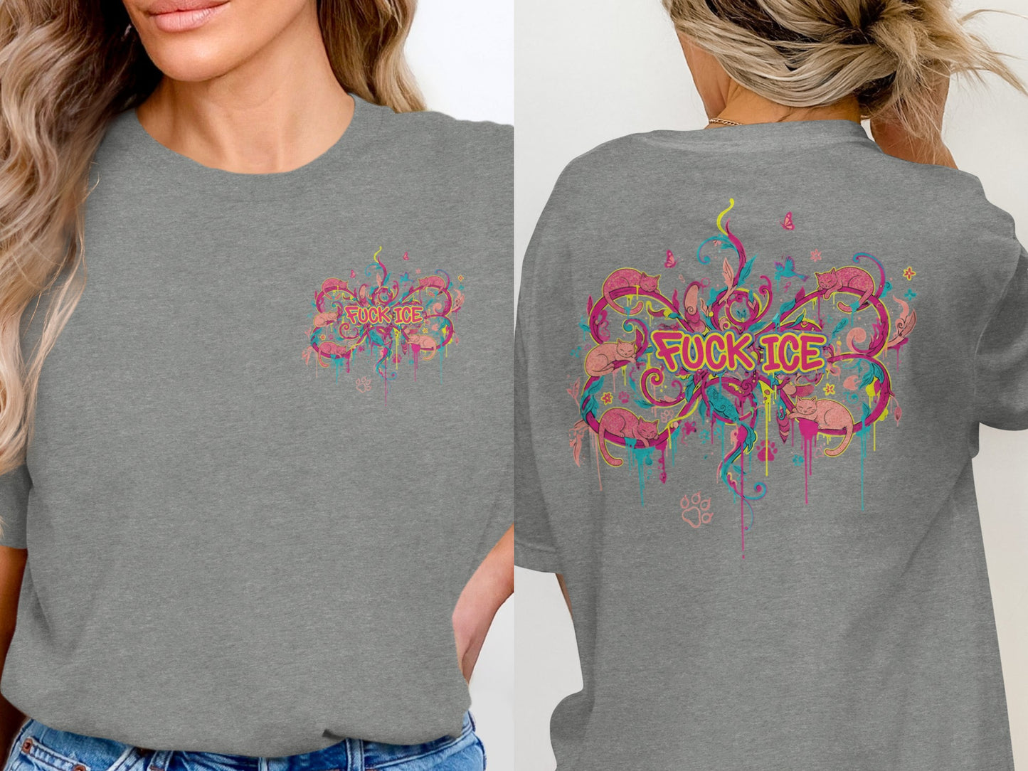 Colorful Fuck ICE Graphic Statement Shirt